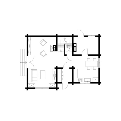 UAB Log Villa 115m2 namo išplanavimas, 1 aukštas