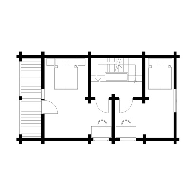 UAB Log Villa 80 m2 rąstinis namas Ūla. 2 aukšto išplanavimas.